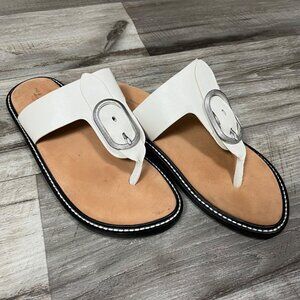Rag & Bone Ansley Leather Flat Thong Sandals Whites Women’s Size 38